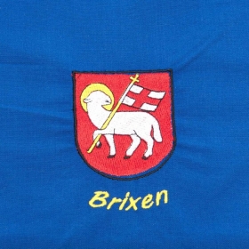 Blaue Sch�rze mit Motiv "Brixen"