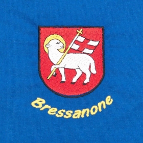 Blaue Sch�rze mit Motiv "Bressanone"