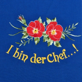 Blaue Sch�rze mit Motiv "I bin der Chef"