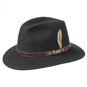 Herrenhut Sells aus Filz by Stetson H�te mit mittelbreiter Krempe Lederband Garnitur 