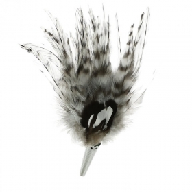 Hutfeder gef�chert aus H�hnerfedern mit H�lse -14 cm hoch