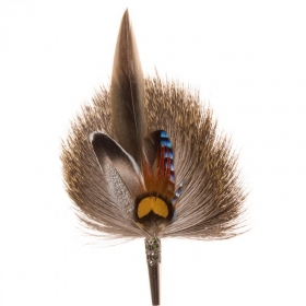 Hutfeder mit bart H�lse farbig mit Blau Ton Feder