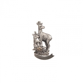 Anstecknadel f�r H�te und M�ntel mit Gamsbock und Edelweiss