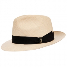 Panamahut Montecristi extrafein by Borsalino Fedora Hut mit breiter Krempe und klassischem Band