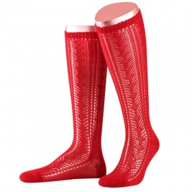 FASHION | Stutzen Baumwolle Lochmuster rot