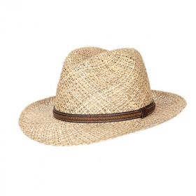 HUTTER | Luftiger Fedora Strohhut mit Lederbandgarnitur