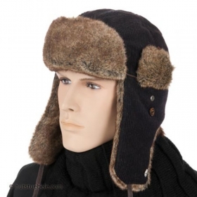 Kord Fliegerm�tze Saratoga Cord Lapeer by Stetson mit Baumwollinnenfutter und Kunstfellbesatz