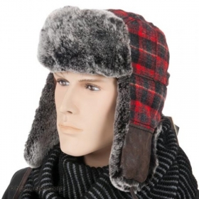 STETSON | Bomberm�tzen Stevens Woolrich Lapeer mit weichstem Kaninchenfell und Lederbesat