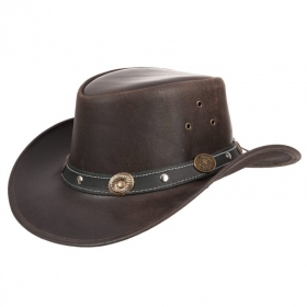 Lederhut Westernhut Cowboyh�te by Scippis mit breiter aufgebogener Krempe 