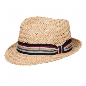 Trilby Hut Fernando aus Naturstroh mit gestreiftem Ripsband by HUTTER