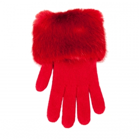 warme Strickhandschuhe mit Fellimitat von ALESSANDRA BACCI 