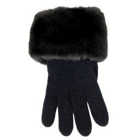 ALESSANDRA BACCI | Damen Strickhandschuhe mit Eco Kuschelpelz