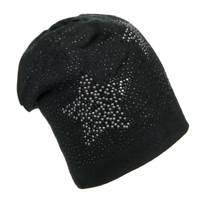 Damen Beanie M�tze mit Strass Applikation