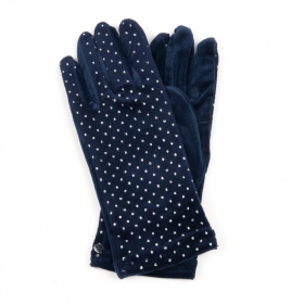 Handschuhe Damen Samt mit Silberpunkten