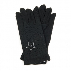 Damen Handschuhe elastisch mit Strass Motiv