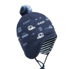 MAXIMO | Boys M�tze Bommel Ohren Bindeband Motiv Autos