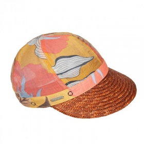 SEEBERGER | Sommerschildm�tze f�r Damen mit Blumenstoff und Strohborte