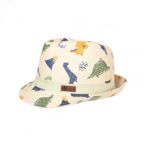 STERNTALER | Strohhut Buben mit Motiv Dino