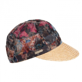 SEEBERGER | Damen Schildm�tze mit Blumenstoff und Strohschirm