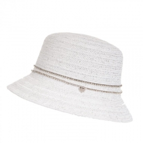 FASHION | Cloche Damenhut aus gewebtem Papier mit Lurex und Strasskette
