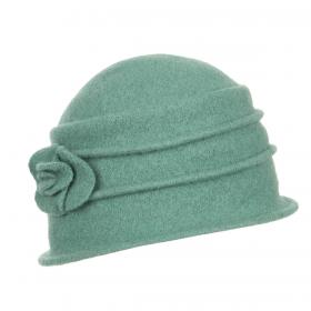 SEEBERGER | Cloche aus Gewalkter Wolle mit kleiner Blume