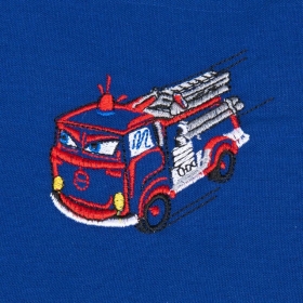 Blaue Kindersch�rze mit Motiv: FEUERWEHR