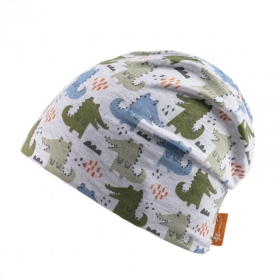 STERNTALER | Kids Slouch Beanie bedruckt mit bunten Krokodilen in silbergrau