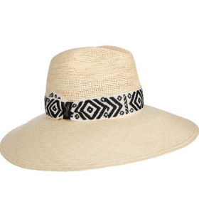 BORSALINO | Elegante Halbgeh�kelte Panamahut f�r Damen mit Hutband