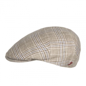 ALFONSO D\'ESTE | Herren Flatcap aus Leinen Einteilig mit Karomuster