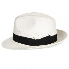 HUTTER | Luftiger original Panama Fedora Hut mit schwarzem Hutband