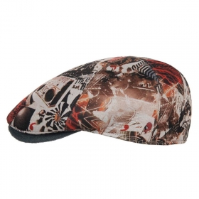 ALFONSO D\'ESTE | Flatcap mit sechsteiligem Graffiti Muster aus Schurwolle