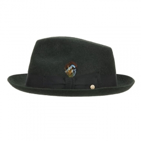 HUTTER | Premium Trilby Pork Pie Hut Leo Rauh gr�n