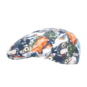 ALFONSO D\'ESTE | 6teilige Flatcap aus Baumwolle mit abstraktem buntem Design