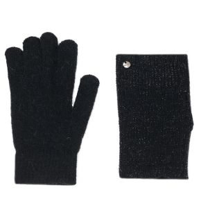 FASHION | Gestricktes Damen Set Handschuhe mit funkelndem Lurex-�rmel