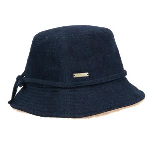 SEEBERGER | Damen Fischerhut aus Denim mit Kunstfellrand