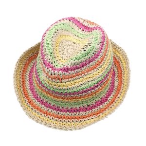 MAXIMO | M�dchen Trilby Strohhut mit bunten Streifen Handarbeit