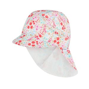 STERNTALER | M�dchen Schirmm�tze mit Nackenschutz Blumenmuster