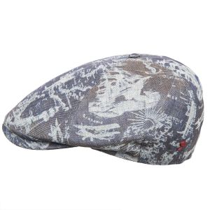 ALFONSO D�ESTE | 6teilige Flatcap aus Leinen mit abstraktem Design