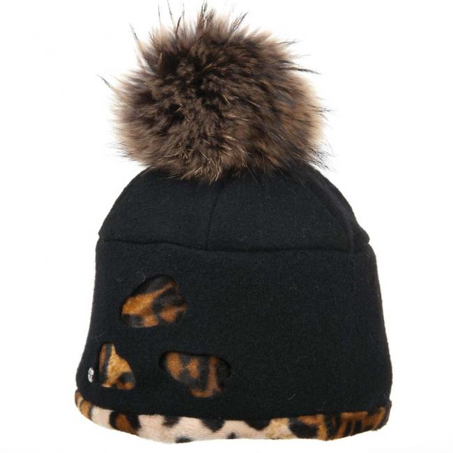 Leopardenmuster Fischerhut Damen - Flauschige Wintermütze Mit Anglerhut-Design