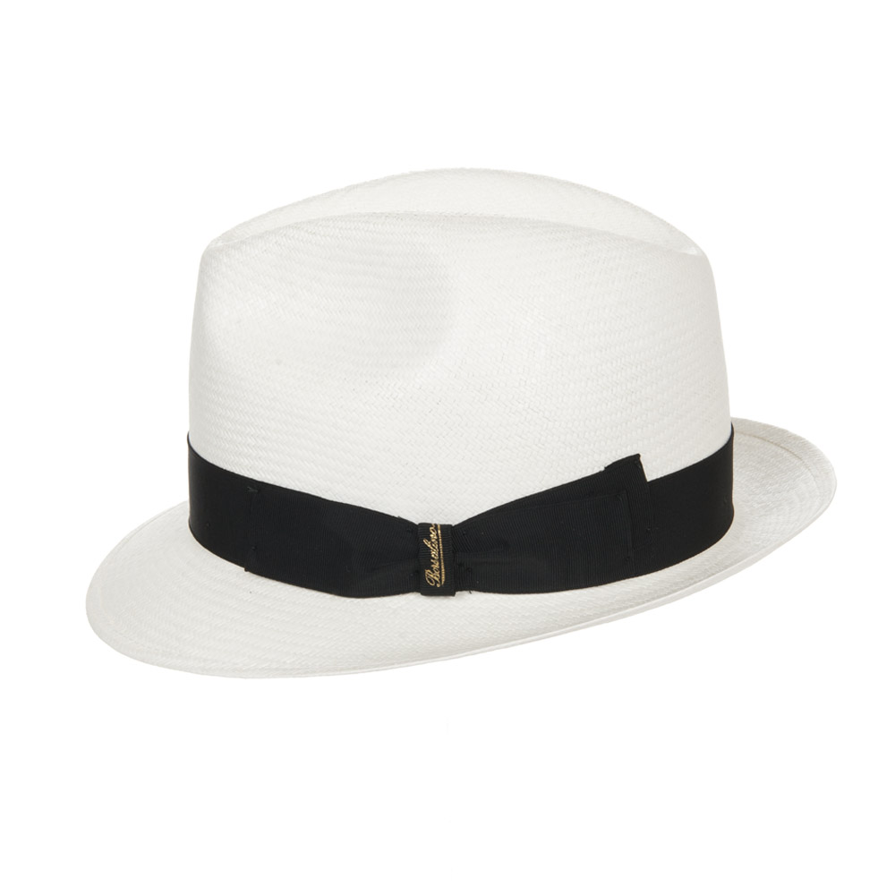Herren Trilby Fedora Hut Grau - Klassischer Filzhut Mit Karomuster 56-58cm